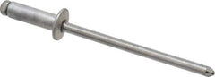 Marson - Button Head Aluminum Open End Blind Rivet - Steel Mandrel, 3/16" to 1/4" Grip, 1/4" Head Diam, 0.129" to 0.133" Hole Diam, 0.4" Length Under Head, 1/8" Body Diam - Exact Tool & Supply