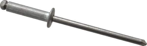 Marson - Button Head Aluminum Open End Blind Rivet - Steel Mandrel, 5/16" to 3/8" Grip, 1/4" Head Diam, 0.129" to 0.133" Hole Diam, 0.525" Length Under Head, 1/8" Body Diam - Exact Tool & Supply