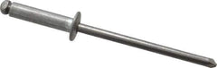 Marson - Button Head Aluminum Open End Blind Rivet - Steel Mandrel, 5/16" to 3/8" Grip, 1/4" Head Diam, 0.129" to 0.133" Hole Diam, 0.525" Length Under Head, 1/8" Body Diam - Exact Tool & Supply