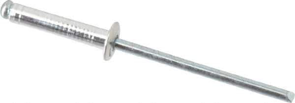Marson - Button Head Aluminum Open End Blind Rivet - Steel Mandrel, 0.376" to 1/2" Grip, 1/4" Head Diam, 0.129" to 0.133" Hole Diam, 0.65" Length Under Head, 1/8" Body Diam - Exact Tool & Supply