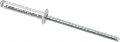 Marson - Button Head Aluminum Open End Blind Rivet - Steel Mandrel, 0.376" to 1/2" Grip, 1/4" Head Diam, 0.129" to 0.133" Hole Diam, 0.65" Length Under Head, 1/8" Body Diam - Exact Tool & Supply