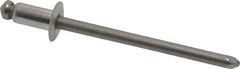 Marson - Button Head Stainless Steel Open End Blind Rivet - Stainless Steel Mandrel, 1/32" to 1/8" Grip, 1/4" Head Diam, 0.129" to 0.133" Hole Diam, 0.275" Length Under Head, 1/8" Body Diam - Exact Tool & Supply