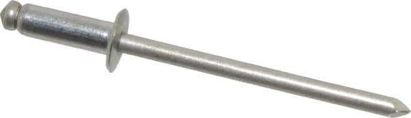 Marson - Button Head Stainless Steel Open End Blind Rivet - Stainless Steel Mandrel, 3/16" to 1/4" Grip, 1/4" Head Diam, 0.129" to 0.133" Hole Diam, 0.4" Length Under Head, 1/8" Body Diam - Exact Tool & Supply