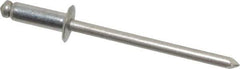 Marson - Button Head Stainless Steel Open End Blind Rivet - Stainless Steel Mandrel, 3/16" to 1/4" Grip, 1/4" Head Diam, 0.129" to 0.133" Hole Diam, 0.4" Length Under Head, 1/8" Body Diam - Exact Tool & Supply