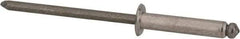 Marson - Button Head Stainless Steel Open End Blind Rivet - Stainless Steel Mandrel, 0.376" to 1/2" Grip, 1/4" Head Diam, 0.129" to 0.133" Hole Diam, 0.65" Length Under Head, 1/8" Body Diam - Exact Tool & Supply