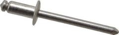 Marson - Button Head Stainless Steel Open End Blind Rivet - Stainless Steel Mandrel, 3/16" to 1/4" Grip, 3/8" Head Diam, 0.192" to 0.196" Hole Diam, 0.45" Length Under Head, 3/16" Body Diam - Exact Tool & Supply