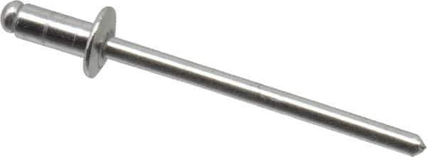 Marson - Button Head Aluminum Open End Blind Rivet - Aluminum Mandrel, 1/32" to 1/8" Grip, 1/4" Head Diam, 0.129" to 0.133" Hole Diam, 0.275" Length Under Head, 1/8" Body Diam - Exact Tool & Supply