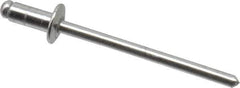 Marson - Button Head Aluminum Open End Blind Rivet - Aluminum Mandrel, 1/32" to 1/8" Grip, 1/4" Head Diam, 0.129" to 0.133" Hole Diam, 0.275" Length Under Head, 1/8" Body Diam - Exact Tool & Supply