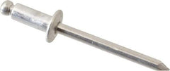 Marson - Button Head Aluminum Open End Blind Rivet - Aluminum Mandrel, 3/16" to 1/4" Grip, 3/8" Head Diam, 0.192" to 0.196" Hole Diam, 0.45" Length Under Head, 3/16" Body Diam - Exact Tool & Supply
