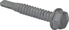 Buildex - 1/4", Hex Washer Head, Hex Drive, 1-1/2" Length Under Head, #3 Point, Self Drilling Screw - Steel - Exact Tool & Supply