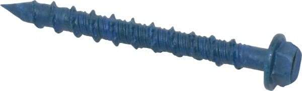 Made in USA - 3/16" Diam, 1-3/4" Length Under Head, Hex Drive, Concrete Screw & Masonry Fastener - Steel, Blue Climaseal Finish, Includes Drill Bit - Exact Tool & Supply