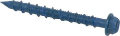 Made in USA - 3/16" Diam, 1-3/4" Length Under Head, Hex Drive, Concrete Screw & Masonry Fastener - Steel, Blue Climaseal Finish, Includes Drill Bit - Exact Tool & Supply