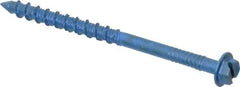 Made in USA - 3/16" Diam, 2-3/4" Length Under Head, Hex Drive, Concrete Screw & Masonry Fastener - Steel, Blue Climaseal Finish, Includes Drill Bit - Exact Tool & Supply
