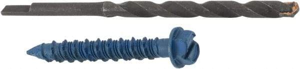 Made in USA - 1/4" Diam, 1-3/4" Length Under Head, Hex Drive, Concrete Screw & Masonry Fastener - Steel, Blue Climaseal Finish, Includes Drill Bit - Exact Tool & Supply