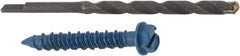 Made in USA - 1/4" Diam, 1-3/4" Length Under Head, Hex Drive, Concrete Screw & Masonry Fastener - Steel, Blue Climaseal Finish, Includes Drill Bit - Exact Tool & Supply