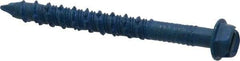 Made in USA - 1/4" Diam, 2-1/4" Length Under Head, Hex Drive, Concrete Screw & Masonry Fastener - Steel, Blue Climaseal Finish, Includes Drill Bit - Exact Tool & Supply