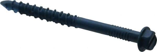Made in USA - 1/4" Diam, 2-3/4" Length Under Head, Hex Drive, Concrete Screw & Masonry Fastener - Steel, Blue Climaseal Finish, Includes Drill Bit - Exact Tool & Supply