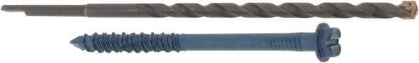 Made in USA - 1/4" Diam, 3-1/4" Length Under Head, Hex Drive, Concrete Screw & Masonry Fastener - Steel, Blue Climaseal Finish, Includes Drill Bit - Exact Tool & Supply