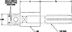 Parlec - 0.896" Tap Shank Diam, 0.672" Tap Square Size, 1-1/16", 1-1/8" Tap, - 2-1/4" Projection, 1-1/4" Shank OD, Through Coolant, Series Numertap 770 - Exact Tool & Supply
