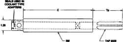Parlec - 0.8" Tap Shank Diam, 0.6" Tap Square Size, 1" Tap, - 6.7" Projection, 1-1/4" Shank OD, Through Coolant, Series Numertap 770 - Exact Tool & Supply
