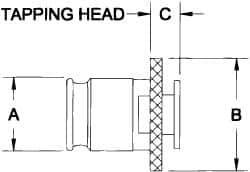 Parlec - 0.429" Tap Shank Diam, 0.322" Tap Square Size, 9/16" Tap, #1 Tapping Adapter - 0.28" Projection, 3/4" Shank OD, Series Numertap 100 - Exact Tool & Supply