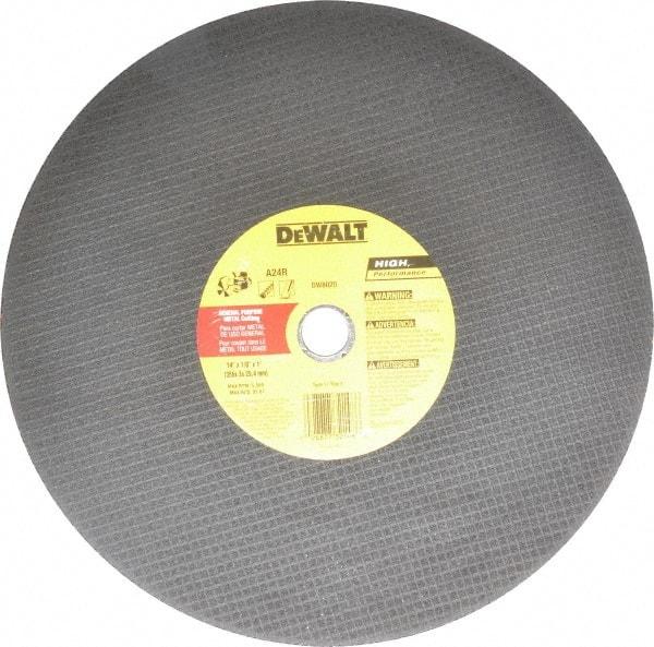 DeWALT - 14" Aluminum Oxide Cutoff Wheel - 1/8" Thick, 1" Arbor, 5,500 Max RPM, Use with Circular Saws - Exact Tool & Supply