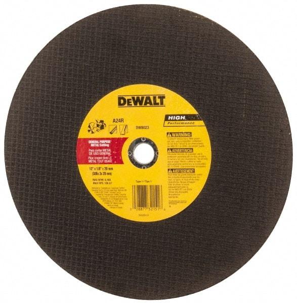 DeWALT - 12" Aluminum Oxide Cutoff Wheel - 1/8" Thick, 20mm Arbor, 6,400 Max RPM, Use with Circular Saws - Exact Tool & Supply