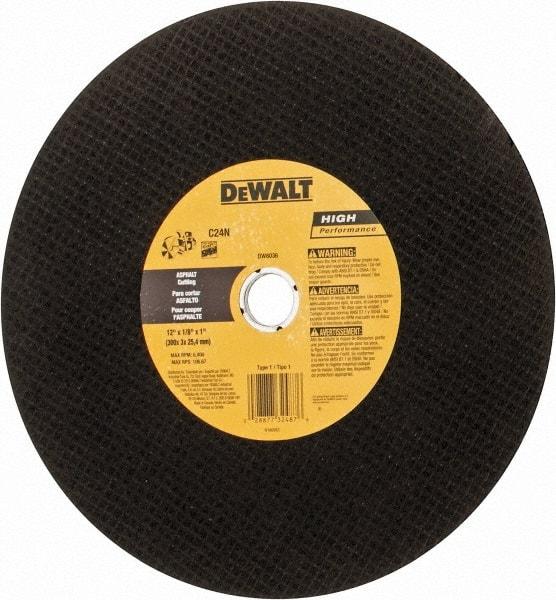 DeWALT - 12" Silicon Carbide Cutoff Wheel - 5/32" Thick, 1" Arbor, 6,400 Max RPM, Use with Circular Saws - Exact Tool & Supply
