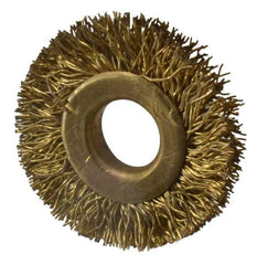 Value Collection - 1-1/4" OD, 3/8" Arbor Hole, Crimped Brass-Coated Steel Wheel Brush - 1/4" Face Width, 1/4" Trim Length, 0.012" Filament Diam, 20,000 RPM - Exact Tool & Supply