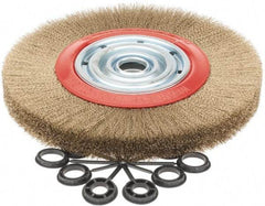 Value Collection - 12" OD, 1-1/4" Arbor Hole, Crimped Brass-Coated Steel Wheel Brush - 1-3/16" Face Width, 2-3/8" Trim Length, 0.007" Filament Diam, 3,000 RPM - Exact Tool & Supply