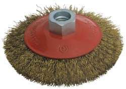 Value Collection - 4" OD, M14x2.00 Arbor Hole, Crimped Steel Wheel Brush - 3/4" Face Width, 0.012" Filament Diam, 12,500 RPM - Exact Tool & Supply