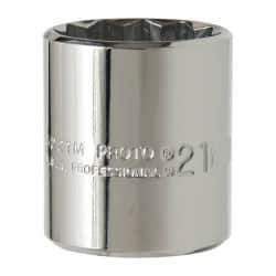 Proto - 3/8" Drive, Standard Hand Socket - 12 Points, 1-3/16" OAL, Chrome Vanadium, Chrome Finish - Exact Tool & Supply