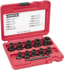 Proto - 10 Piece Socket/Wrench Bolt Extractor Set - Molded Plastic Case - Exact Tool & Supply
