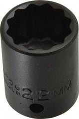 Proto - 1/2" Drive 22mm Standard Impact Socket - 12 Points, 1-1/2" OAL - Exact Tool & Supply
