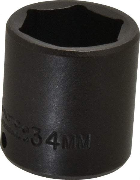 Proto - 1/2" Drive 34mm Standard Impact Socket - 6 Points, 2" OAL - Exact Tool & Supply