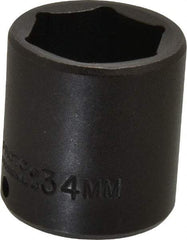 Proto - 1/2" Drive 34mm Standard Impact Socket - 6 Points, 2" OAL - Exact Tool & Supply