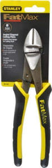 Stanley - 8" OAL, Diagonal Cutter - 1" Jaw Length x 1-1/16" Jaw Width, Oval/Angled Head, Double Injection Molded Handle - Exact Tool & Supply