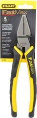 Stanley - 8-3/8" OAL, 1-1/2" Jaw Length x 1" Jaw Width, Side Cutting Linesman's Pliers - Serrated Jaw, Flat Nose Head, Bi-Material Cushion Grip Handles - Exact Tool & Supply