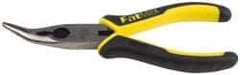 Stanley - 6-3/4" OAL, 1-13/16" Jaw Length x 11/16" Jaw Width, Long Nose Side Cutting Bent Nose Pliers - Serrated Jaw, Double Injection Molded Handles - Exact Tool & Supply