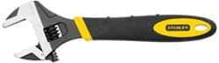 Stanley - 1-3/8" Jaw Capacity, 10" Standard Adjustable Wrench - Chrome Vanadium Steel, Black Finish, 10-1/2" OAL - Exact Tool & Supply