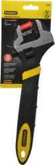 Stanley - 1-1/2" Jaw Capacity, 12" Standard Adjustable Wrench - Chrome Vanadium Steel, Black Finish, 12" OAL - Exact Tool & Supply
