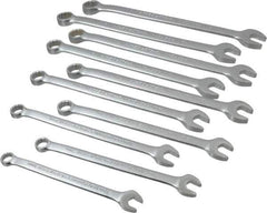 Proto - 10 Piece, 10mm to 19mm, 12 Point Combination Wrench Set - Metric Measurement Standard, Satin Chrome Finish, Comes in Nylon Roll - Exact Tool & Supply