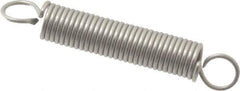 Made in USA - 1/8" OD, 1.44 Lb Max Load, 1.38" Max Ext Len, 0.016" Wire Diam Stainless Steel Extension Spring - 2 Lb/In Rating, 0.21 Lb Init Tension, 3/4" Free Length - Exact Tool & Supply