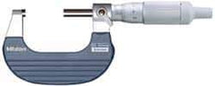 Mitutoyo - 25 to 50mm Range, 0.01mm Graduation, Mechanical Outside Micrometer - Ratchet Stop Thimble, Accurate to 0.0001" - Exact Tool & Supply