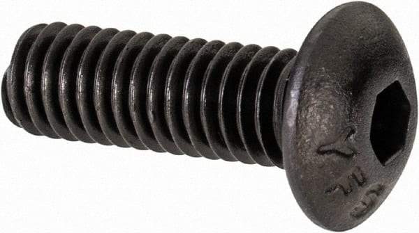 Value Collection - #8-36 UNF Hex Socket Drive, Button Screw - Alloy Steel, Black Oxide Finish, Fully Threaded, 1/2" Length Under Head - Exact Tool & Supply