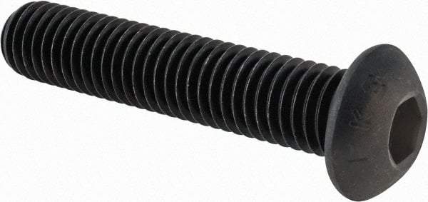 Value Collection - 1/2-13 UNC Hex Socket Drive, Button Screw - Alloy Steel, Black Oxide Finish, Fully Threaded, 2-1/2" Length Under Head - Exact Tool & Supply