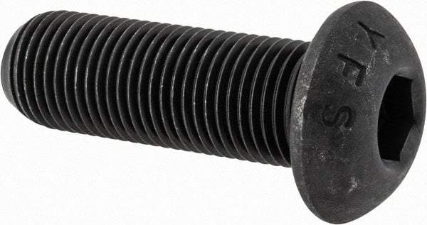 Value Collection - 1/2-20 UNF Hex Socket Drive, Button Screw - Alloy Steel, Black Oxide Finish, Fully Threaded, 1-1/2" Length Under Head - Exact Tool & Supply