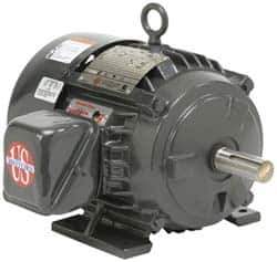 US Motors - 3 hp, TEFC Enclosure, No Thermal Protection, 3,540 RPM, 230/460 Volt, 60 Hz, Three Phase Premium Efficient Motor - Size 182T Frame, Rigid Mount, 1 Speed, Ball Bearings, 7.6/3.8 Full Load Amps, F Class Insulation, Reversible - Exact Tool & Supply