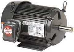 US Motors - 1 hp, TEFC Enclosure, No Thermal Protection, 3,505 RPM, 200 Volt, 60 Hz, Three Phase Energy Efficient Motor - Size 56 Frame, Rigid Mount, 1 Speed, Ball Bearings, 3.4 Full Load Amps, F Class Insulation, Reversible - Exact Tool & Supply