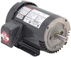 US Motors - 1 hp, TEFC Enclosure, No Thermal Protection, 1,740 RPM, 200 Volt, 60 Hz, Three Phase Energy Efficient Motor - Size 143 Frame, Rigid Mount, 1 Speed, Ball Bearings, 3.4 Full Load Amps, F Class Insulation, Reversible - Exact Tool & Supply